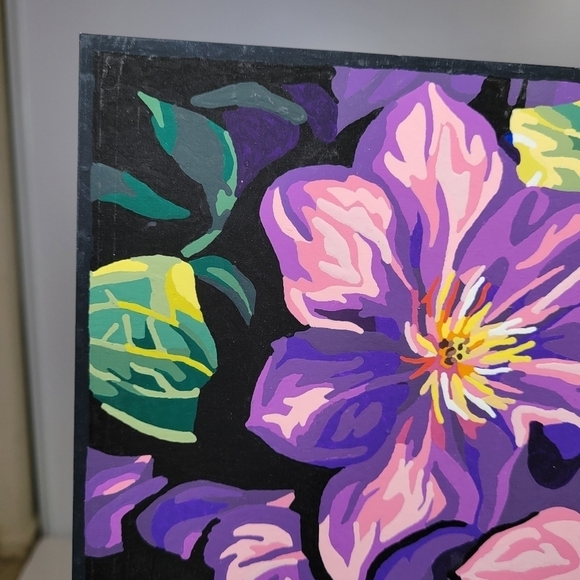 Clematis & Butterflies Finished Acrylic Paint By Number Painting 11×14 W/ Border - Picture 10 of 17